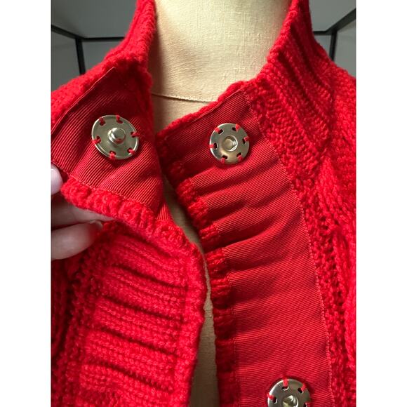 St. John Wool Red Knit Holiday Christmas Sweater Size M - Picture 3 of 11